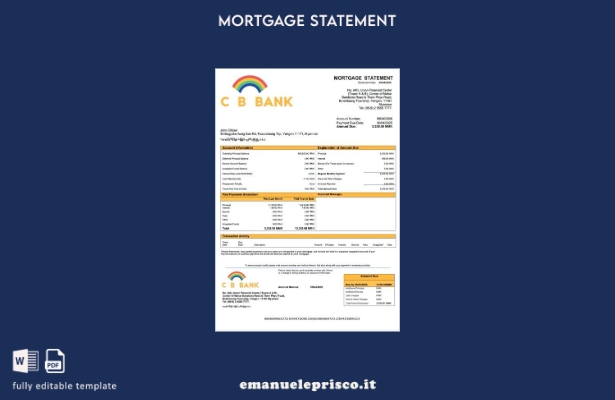 stile verificato Modello di estratto conto ipotecario Myanmar CB Bank Modello Wo